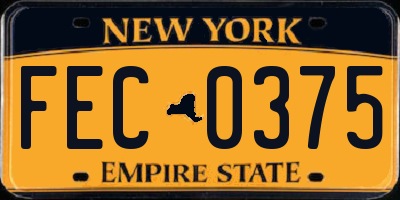NY license plate FEC0375