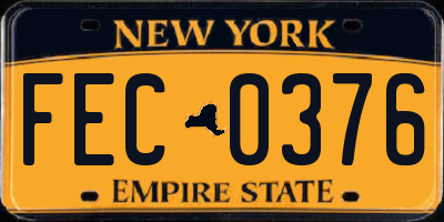 NY license plate FEC0376