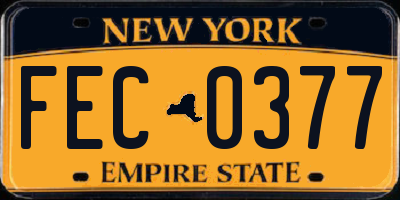 NY license plate FEC0377