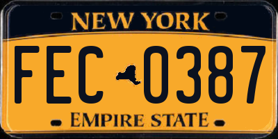 NY license plate FEC0387