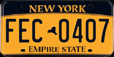 NY license plate FEC0407