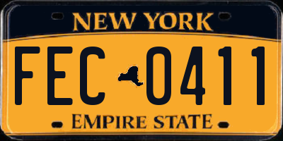 NY license plate FEC0411