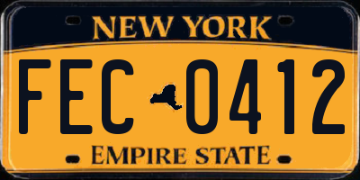 NY license plate FEC0412