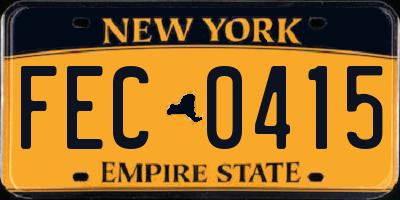 NY license plate FEC0415