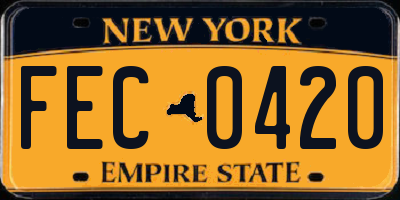 NY license plate FEC0420
