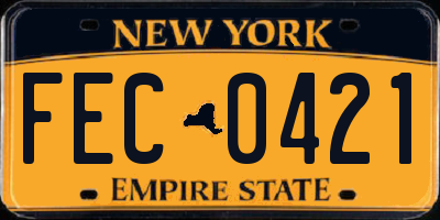 NY license plate FEC0421