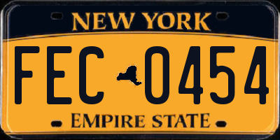 NY license plate FEC0454