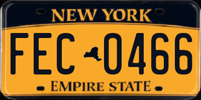 NY license plate FEC0466
