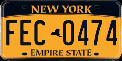 NY license plate FEC0474
