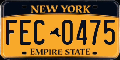 NY license plate FEC0475