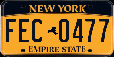 NY license plate FEC0477