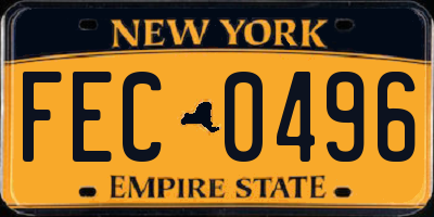 NY license plate FEC0496