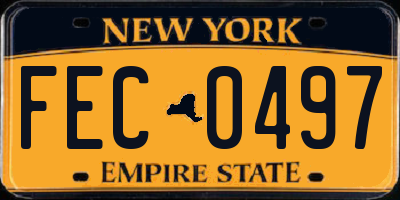 NY license plate FEC0497