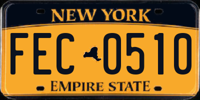 NY license plate FEC0510