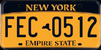 NY license plate FEC0512