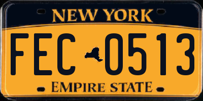 NY license plate FEC0513