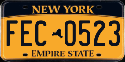 NY license plate FEC0523