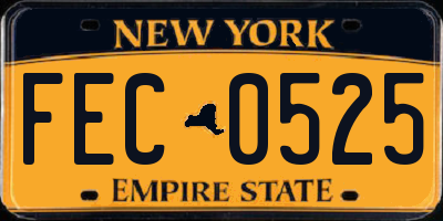 NY license plate FEC0525