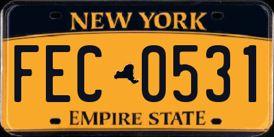 NY license plate FEC0531