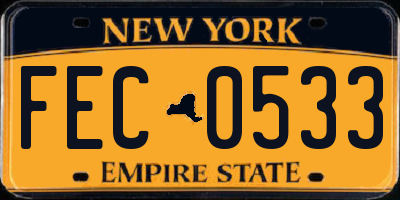 NY license plate FEC0533