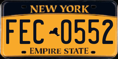 NY license plate FEC0552