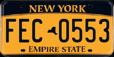 NY license plate FEC0553