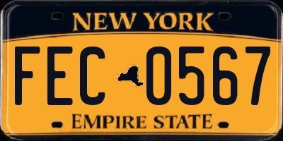 NY license plate FEC0567