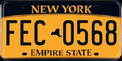 NY license plate FEC0568