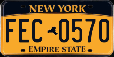 NY license plate FEC0570