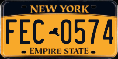 NY license plate FEC0574