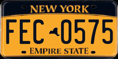 NY license plate FEC0575