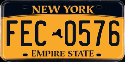 NY license plate FEC0576