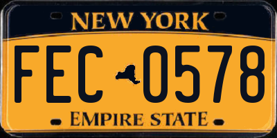 NY license plate FEC0578