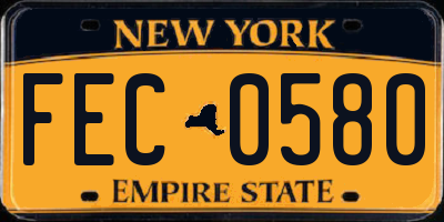NY license plate FEC0580