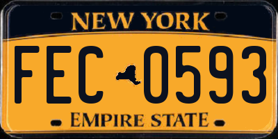 NY license plate FEC0593