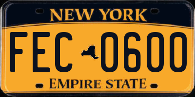 NY license plate FEC0600