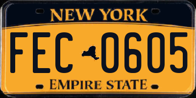 NY license plate FEC0605