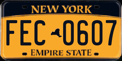 NY license plate FEC0607
