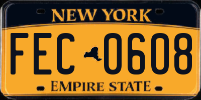 NY license plate FEC0608