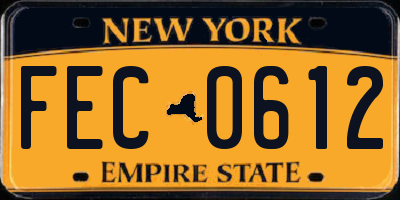 NY license plate FEC0612