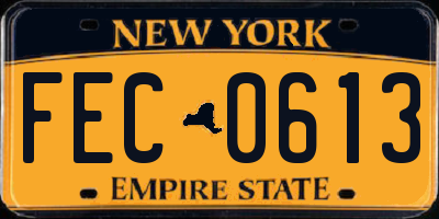 NY license plate FEC0613