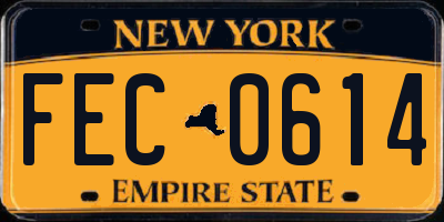 NY license plate FEC0614
