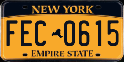 NY license plate FEC0615