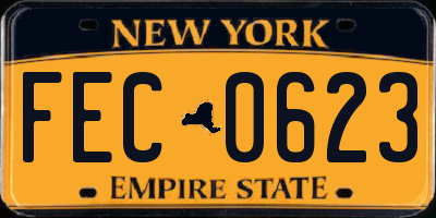 NY license plate FEC0623