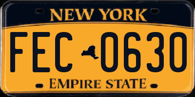 NY license plate FEC0630