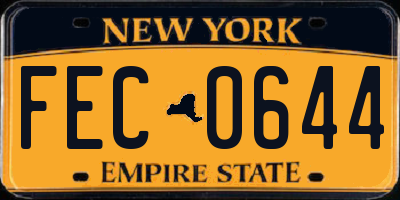 NY license plate FEC0644