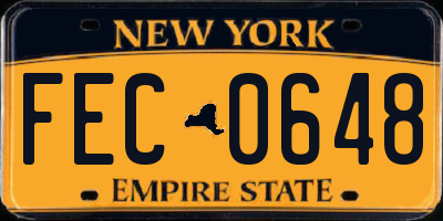 NY license plate FEC0648
