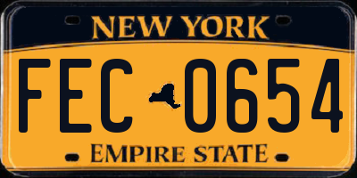 NY license plate FEC0654