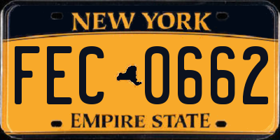 NY license plate FEC0662