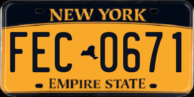 NY license plate FEC0671